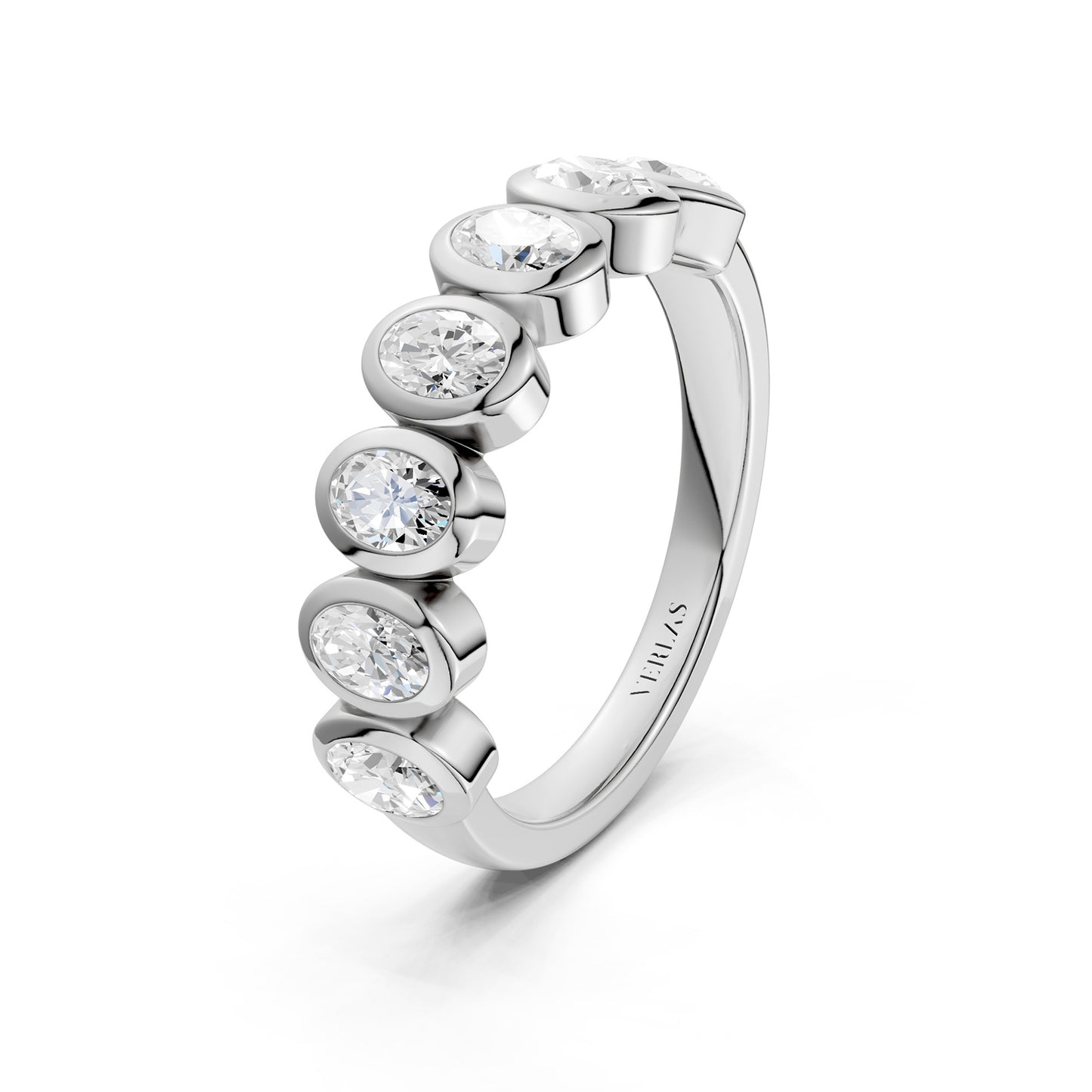 Oval Bezel-Set Half-Eternity Diamond Band