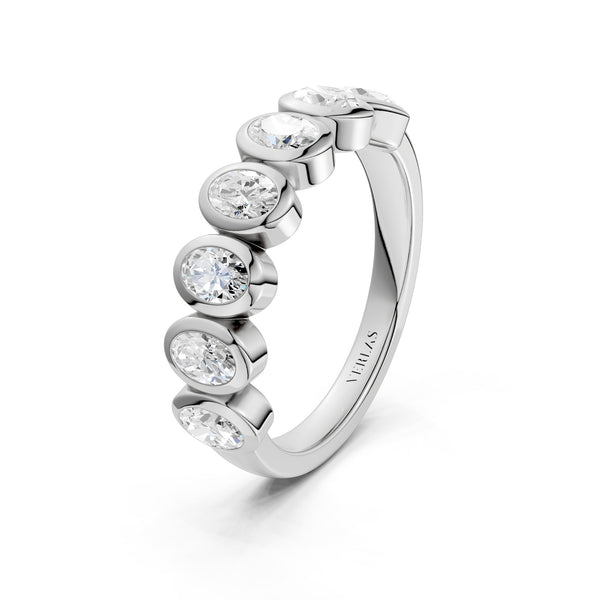 Oval Bezel-Set Half-Eternity Diamond Band
