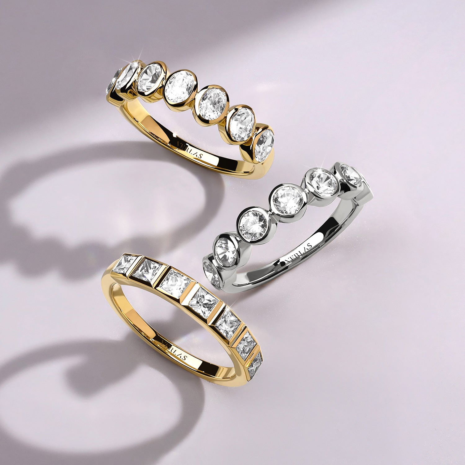 Oval Bezel-Set Half-Eternity Diamond Band