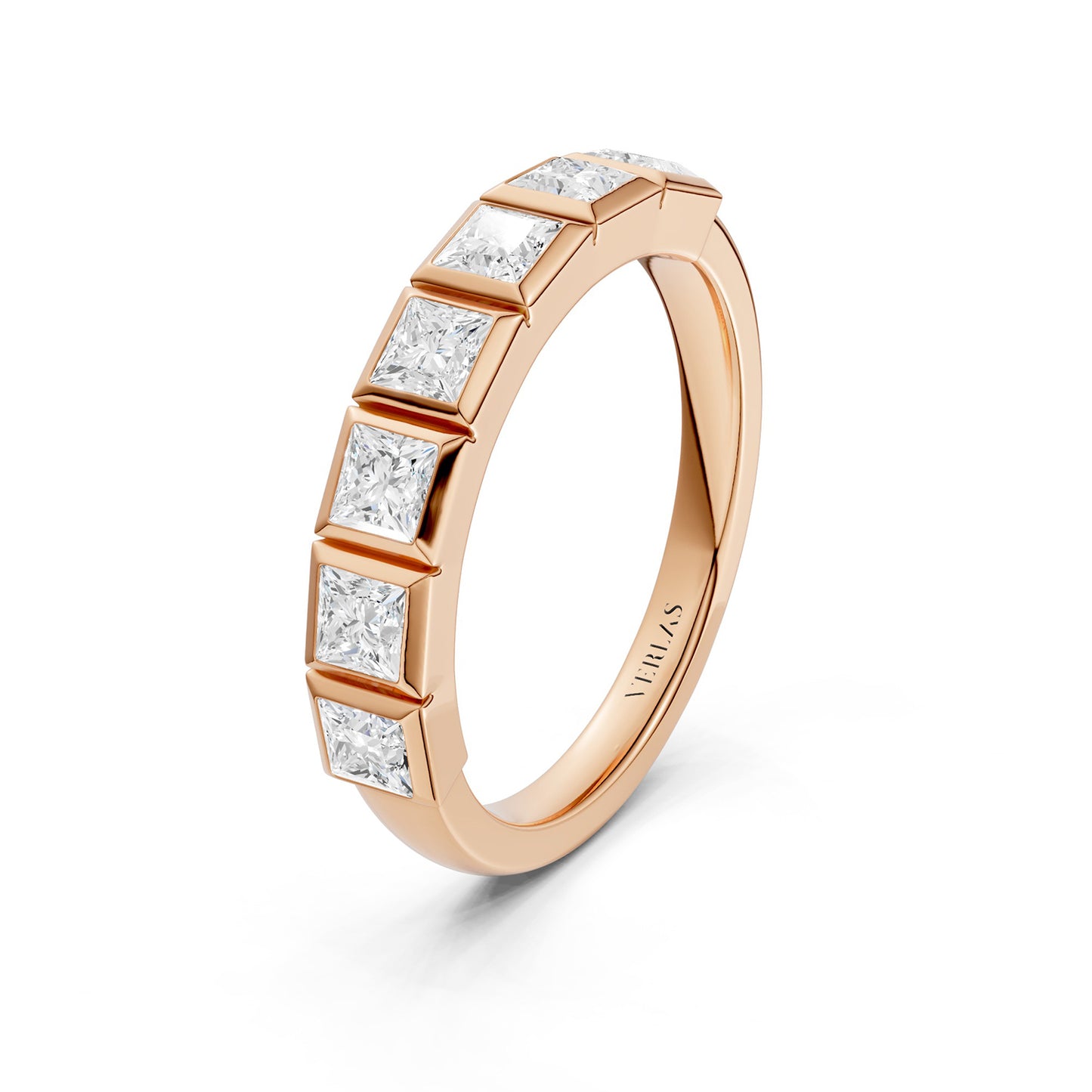 Princess Bezel-Set Half-Eternity Diamond Band