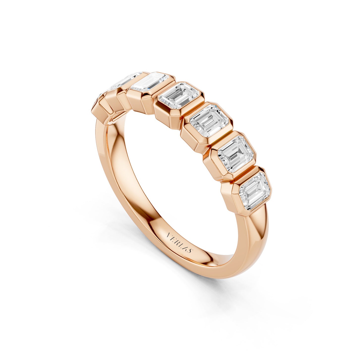Emerald Bezel-Set Half-Eternity Diamond Band