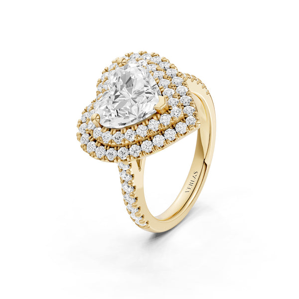 Quaint Signature Heart Double Halo Ring