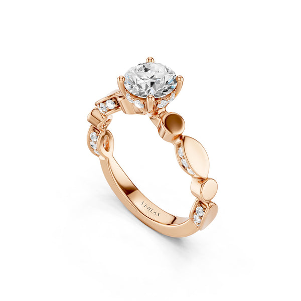 Round Hidden Halo Accent Diamond Ring
