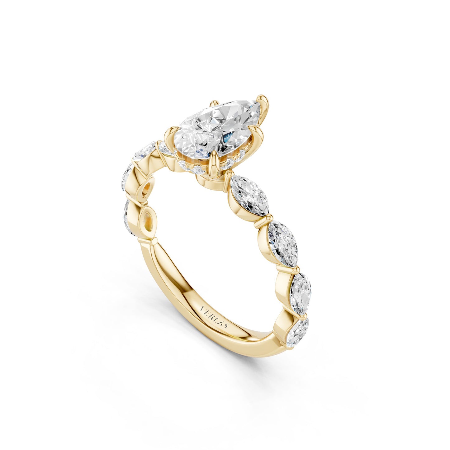 Pear-Marquise Hidden Halo Diamond Ring