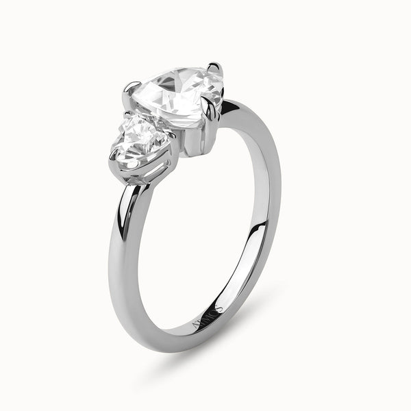Asymmetrical Heart Diamond Toi et Moi Ring
