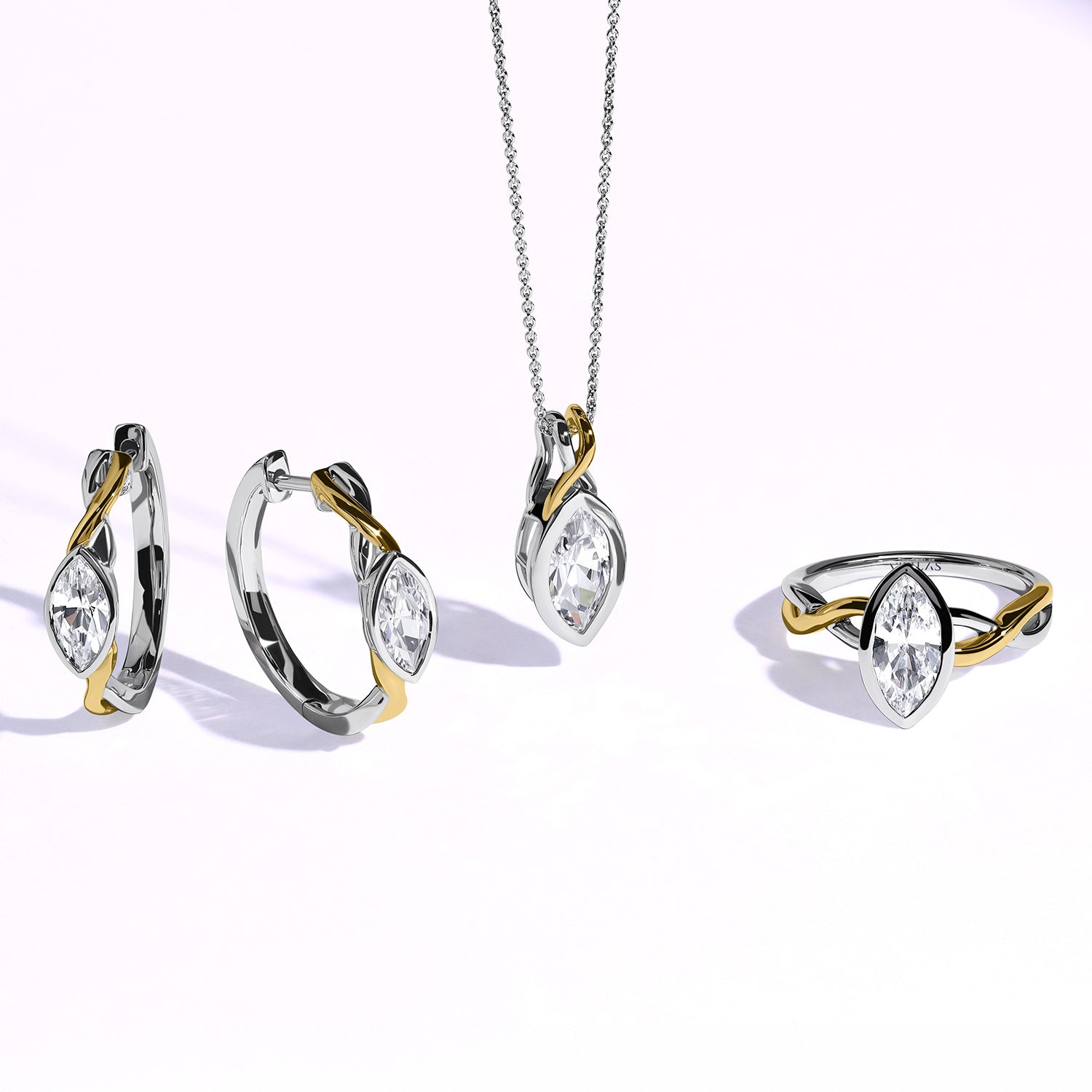 Twisted Bezel Marquise Diamond Ring