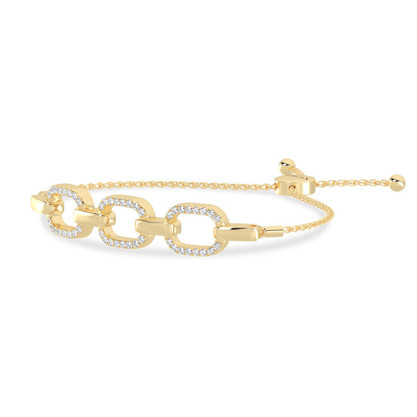 Together Forever 3-Gold Diamond Links Bolo Bracelet