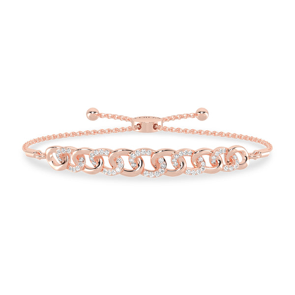 Alternating Diamond Curb Link Bolo Bracelet
