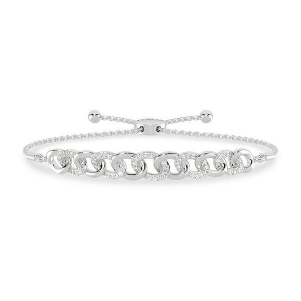 Alternating Diamond Curb Link Bolo Bracelet