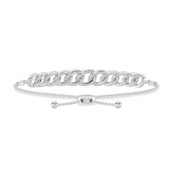 Alternating Diamond Curb Link Bolo Bracelet