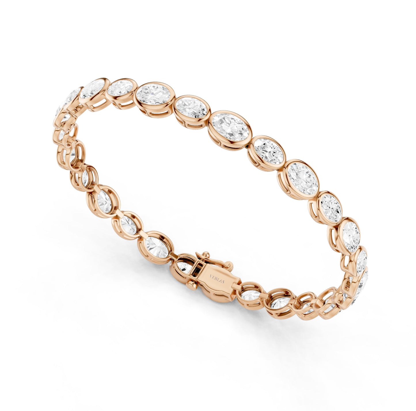 Asymmetrical Bezel-set Oval Tennis Bracelet rose gold