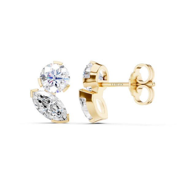 Round Marquise Diamond Two Stone Studs