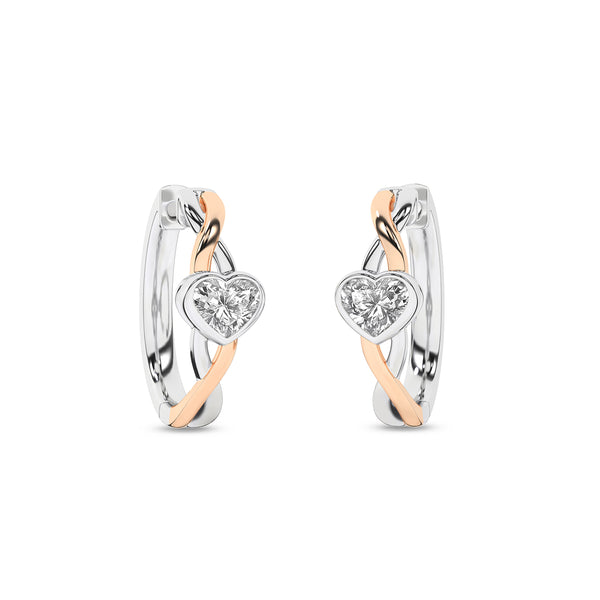 Twisted Heart Bezel Huggie Hoops