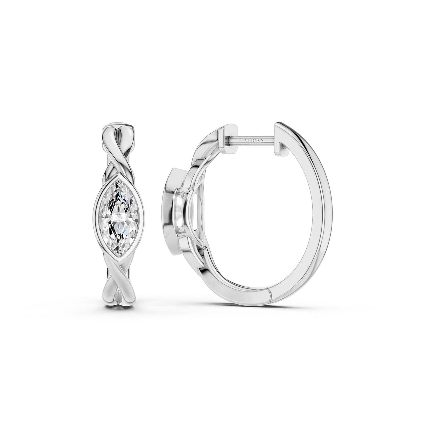 Twisted Marquise Bezel Huggie Hoops
