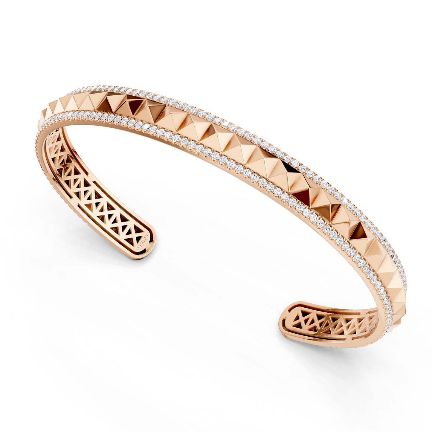 Pyramid Spiked Diamond Cuff Bracelet
