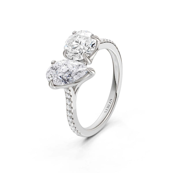 Pear Round Two Stone Diamond Ring