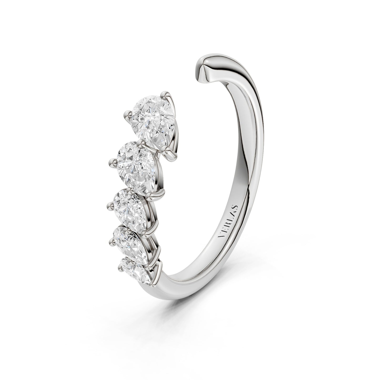 Angled Pear Crescendo Open Ring