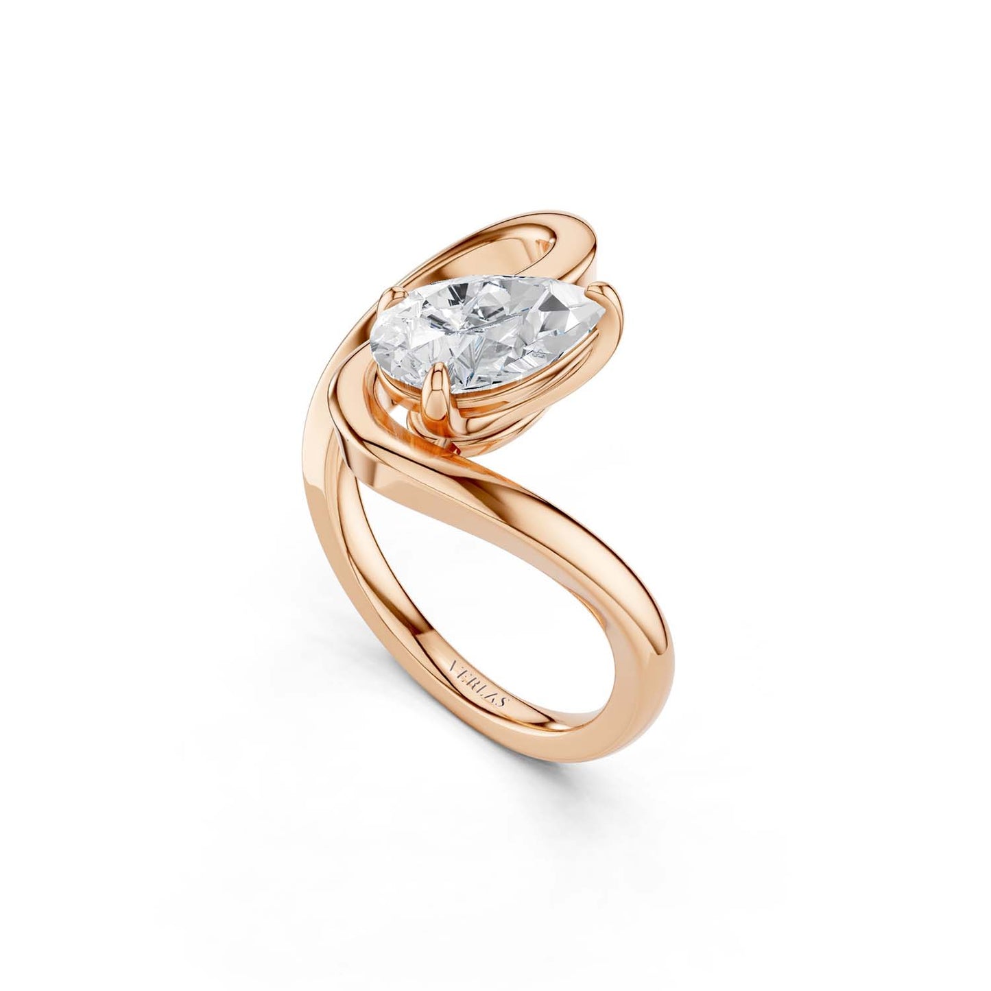 Curved Shank Dewdrop Ring