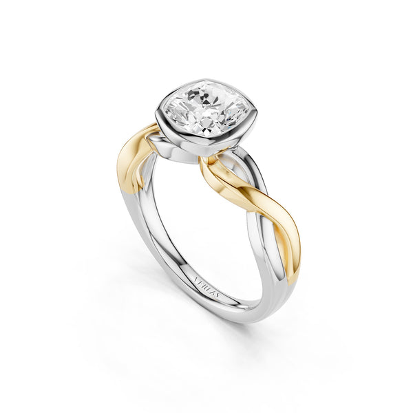 Twisted Bezel Cushion Diamond Ring