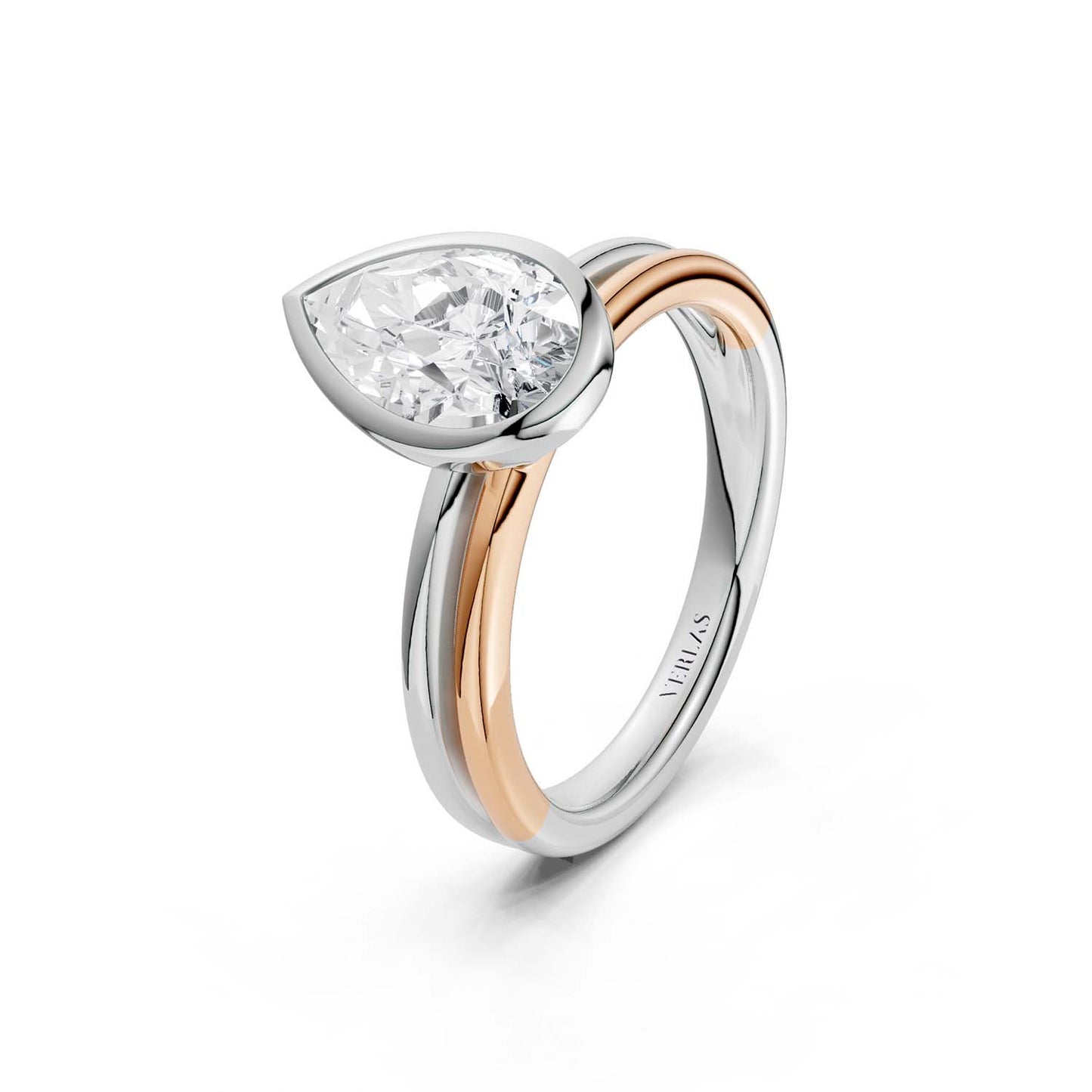 Coupled Pear Bezel Ring