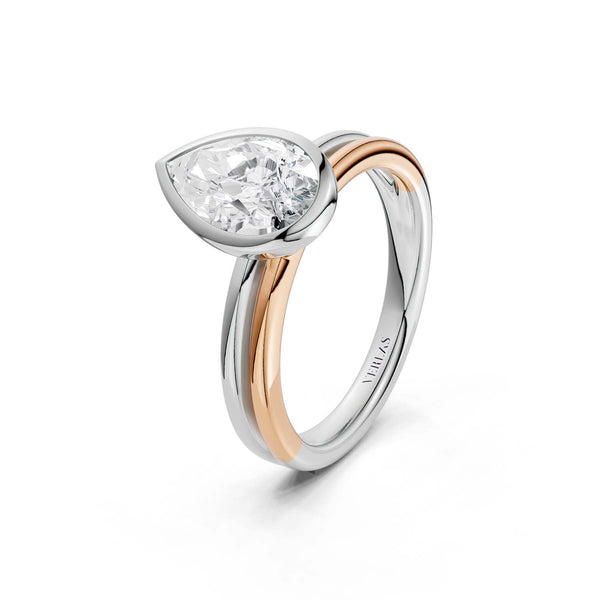 Coupled Pear Bezel Ring