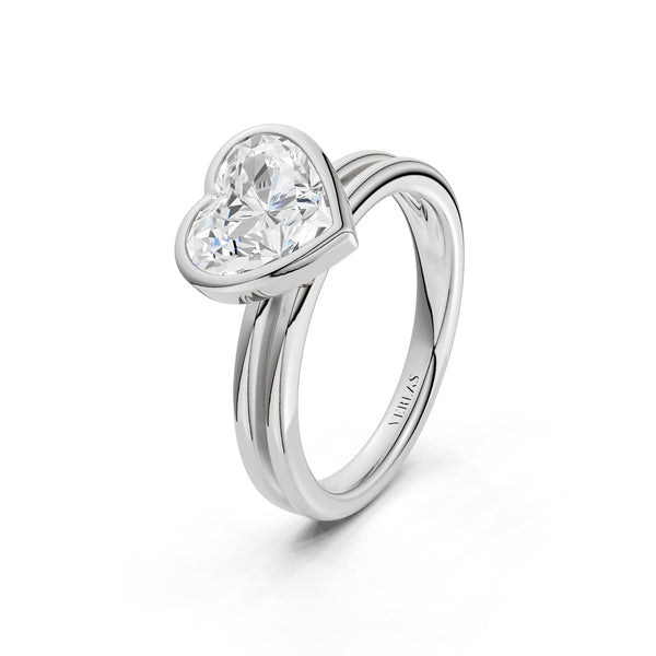 Coupled Heart Bezel Ring