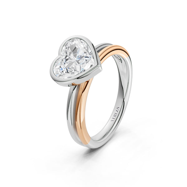 Coupled Heart Bezel Ring