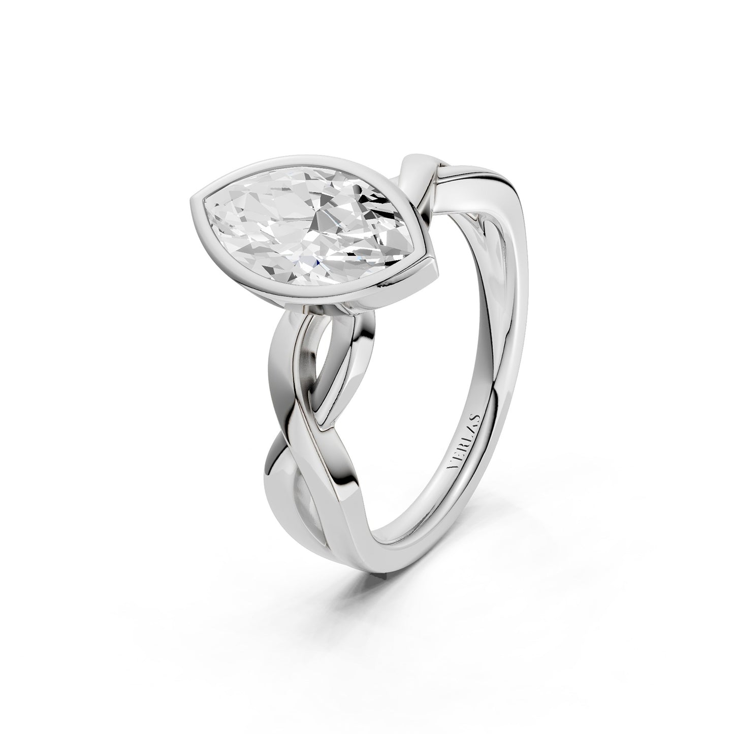 Twisted Bezel Marquise Diamond Ring