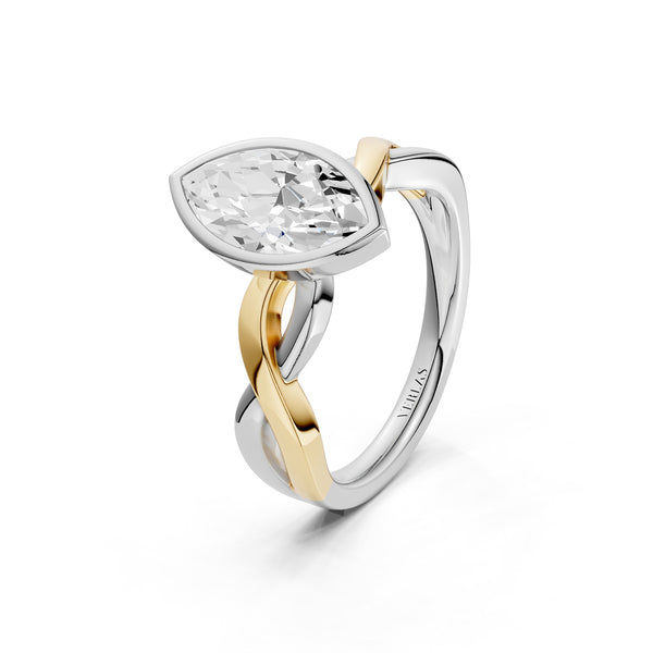Twisted Bezel Marquise Diamond Ring