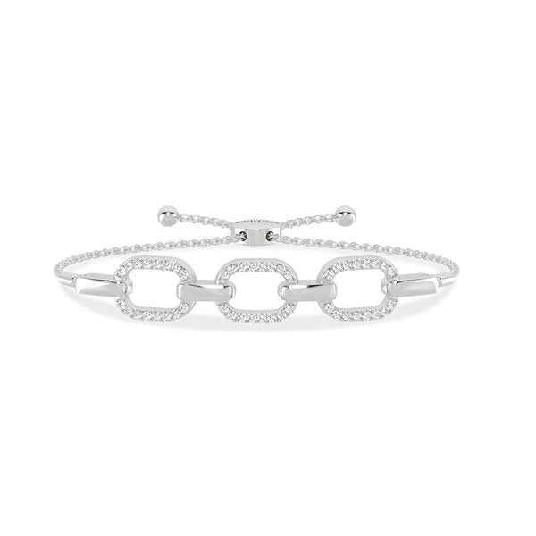 Together Forever 3-Gold Diamond Links Bolo Bracelet