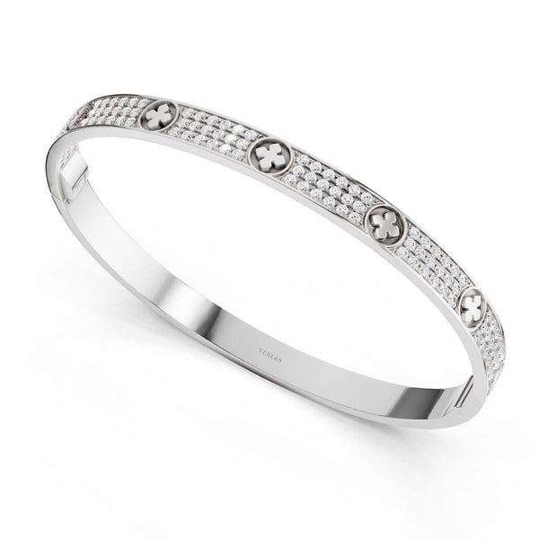 La Fleur 3-Diamond Rows Round Bangle