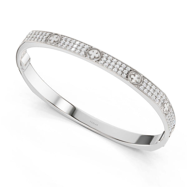 La Fleur 3-Diamond Rows Square Bangle