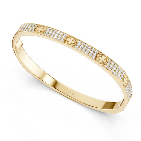 La Fleur 3-Diamond Rows Square Bangle