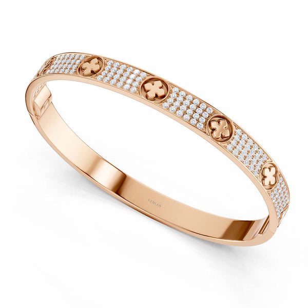 La Fleur 4-Diamond Rows Round Bangle