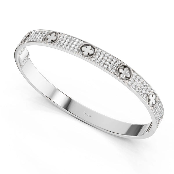 La Fleur 4-Diamond Rows Round Bangle