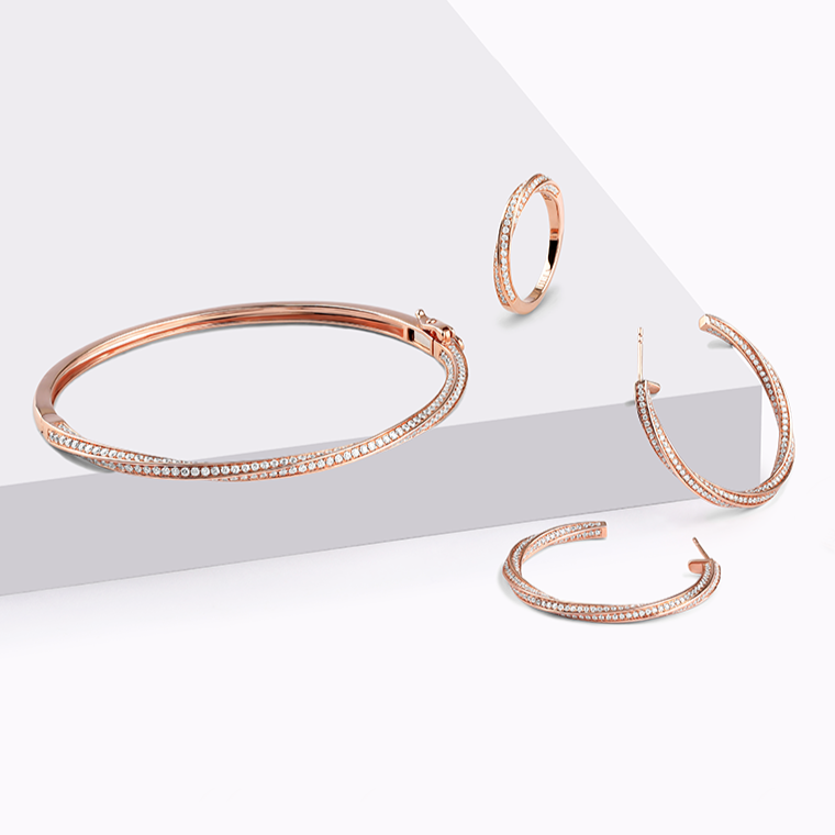 Swirl Diamond Hoops