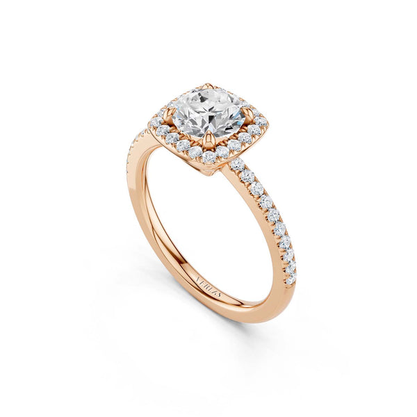 Luxe Round Center Princess Halo Ring