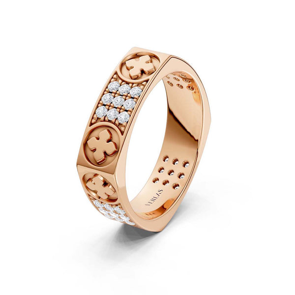 La Fleur 5mm 4-Diamond Rows Square Band