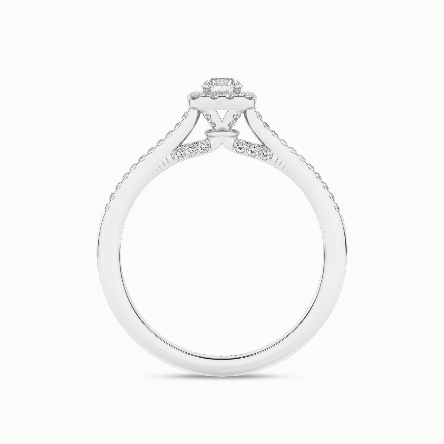 Round-Center Princess Halo Ring