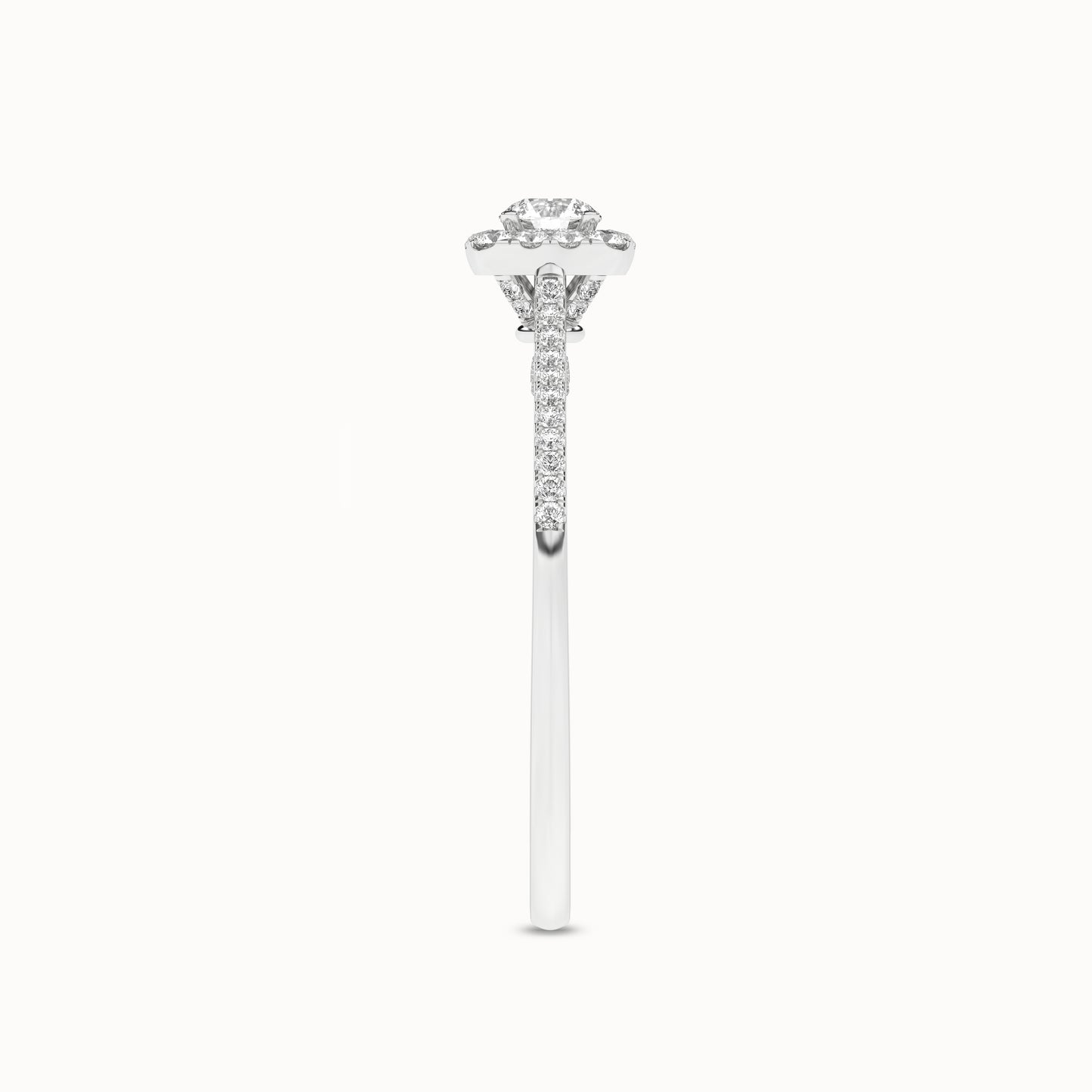 Round-Center Princess Halo Ring