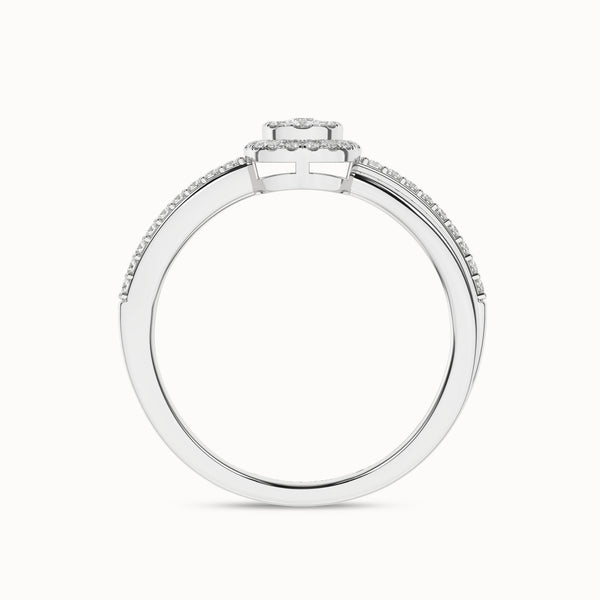 My Crossover Round-Dewdrop Double Halo Ring